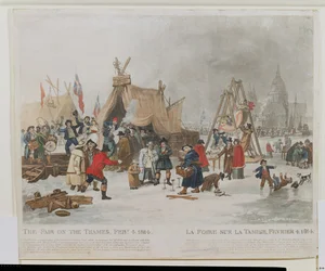 Der Jahrmarkt auf der Themse, 4. Februar 1814, graviert von Reeve